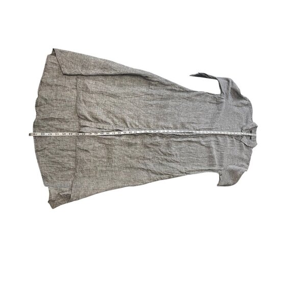 Saks Fifth Avenue Gray Linen Long Shirt Dress Pockets Midi M - Picture 10 of 10